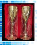 Gold Plated Champagne Cup Set with Carving (2 Pcs)